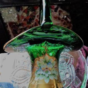 Czech art glass basket with 24 k gold leaf